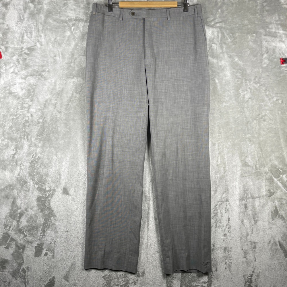 Canali Dress Pants Men 36x32 Gray Wool Flat Front Slacks *read, has stain
